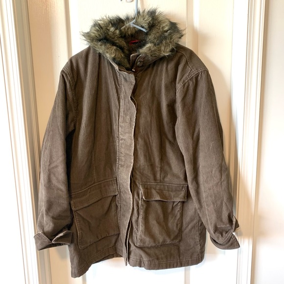 WOOLRICH Corduroy Faux Fur Trimmed Oversized Parka/Barn Coat—SZ. Large - Picture 9 of 17